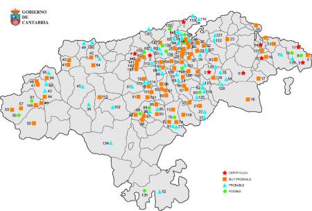 Mapa fosas comunes de Cantabria