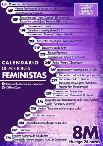 Calendario de acciones feministas