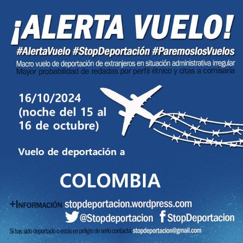 ALERTA|| Vuelo deportación COLOMBIA/ES 16/10/2024