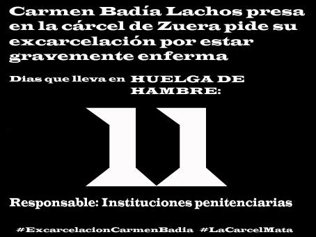 Carmen Badía Lachos, 11 días en huelga de hambre