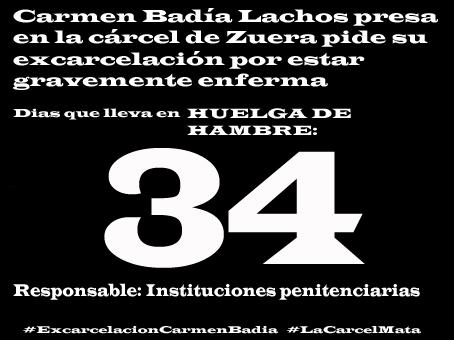 Carmen Badía Lachos, 34 días en huelga de hambre