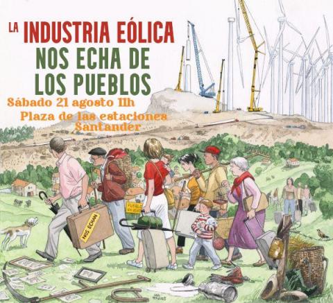 Marcha la industria eólica nos echa de los pueblos