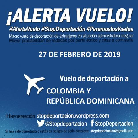 27F¡Alerta! Habrá un vuelo de deportación con destino Colombia y República Dominicana