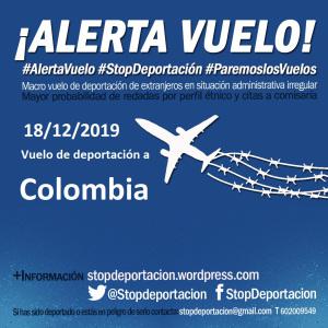 ALERTA! El 18 de diciembre hay vuelo de deportación a COLOMBIA